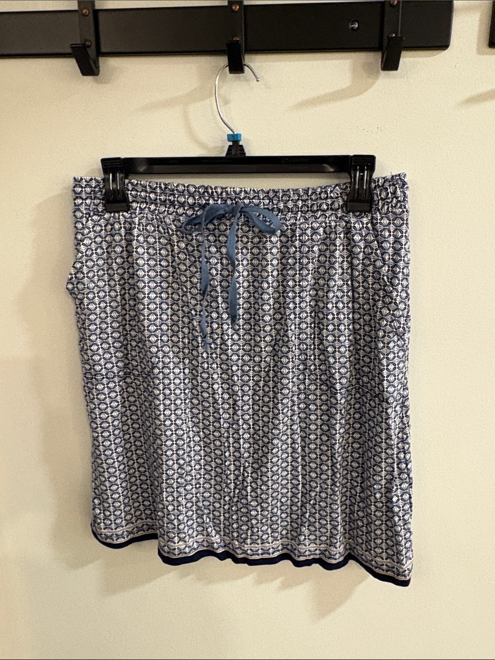 Max Studio Blue Printed A-Line Drawstring Skirt
